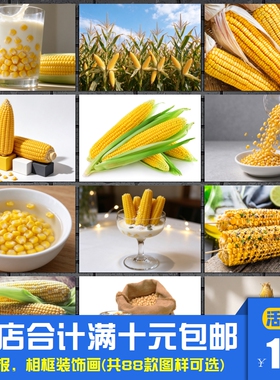 玉米 蔬菜美食海报装饰画大排档烧烤店餐厅生鲜超市相框墙画挂画