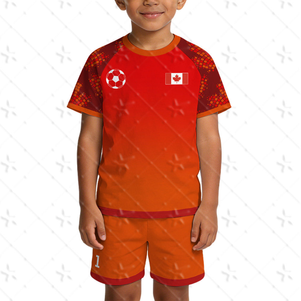 2026美加墨世界杯足球服加拿大球迷插肩短袖短裤套装儿童成人全码