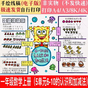 人教版一年级数学上册五单元6-10的认识思维导图手抄报模板电子版