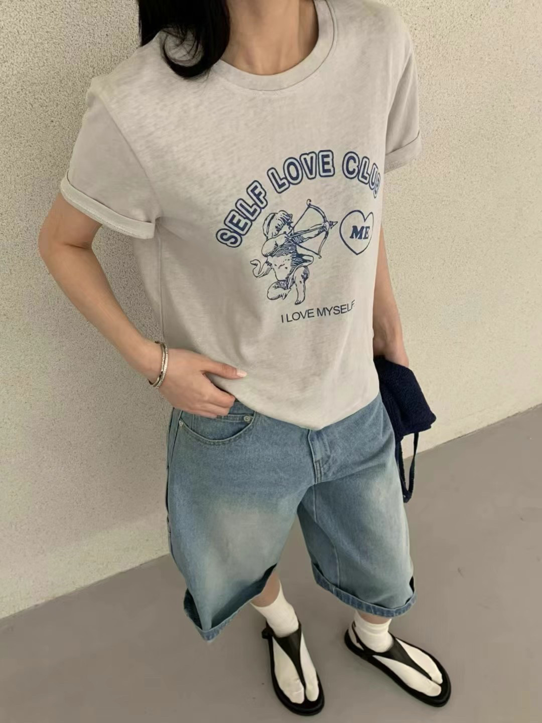 韩货2025春夏新款甜美减龄卡T恤