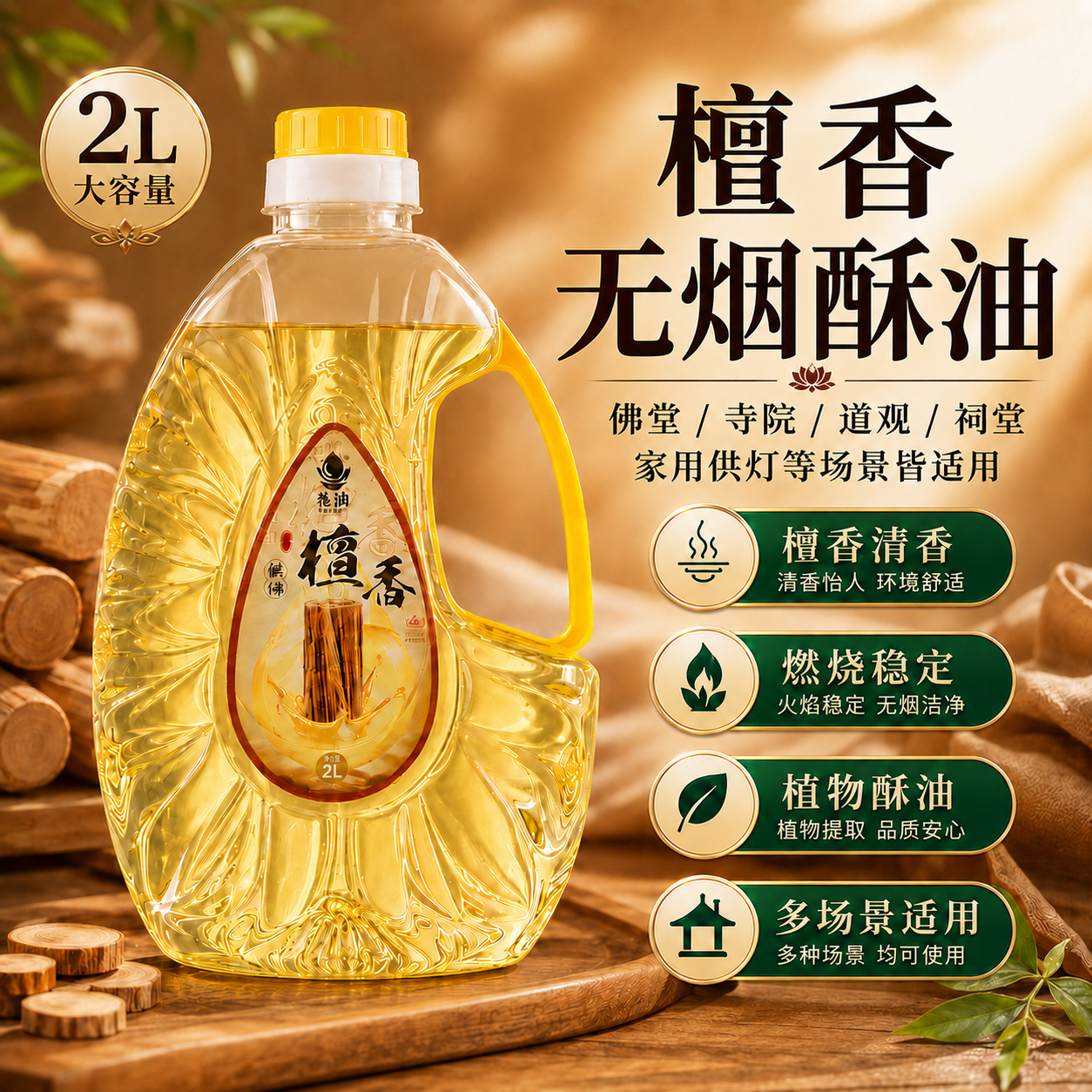 檀香酥油灯酥油家用无烟液体佛灯酥油台湾福田油菩提酥油供佛香油