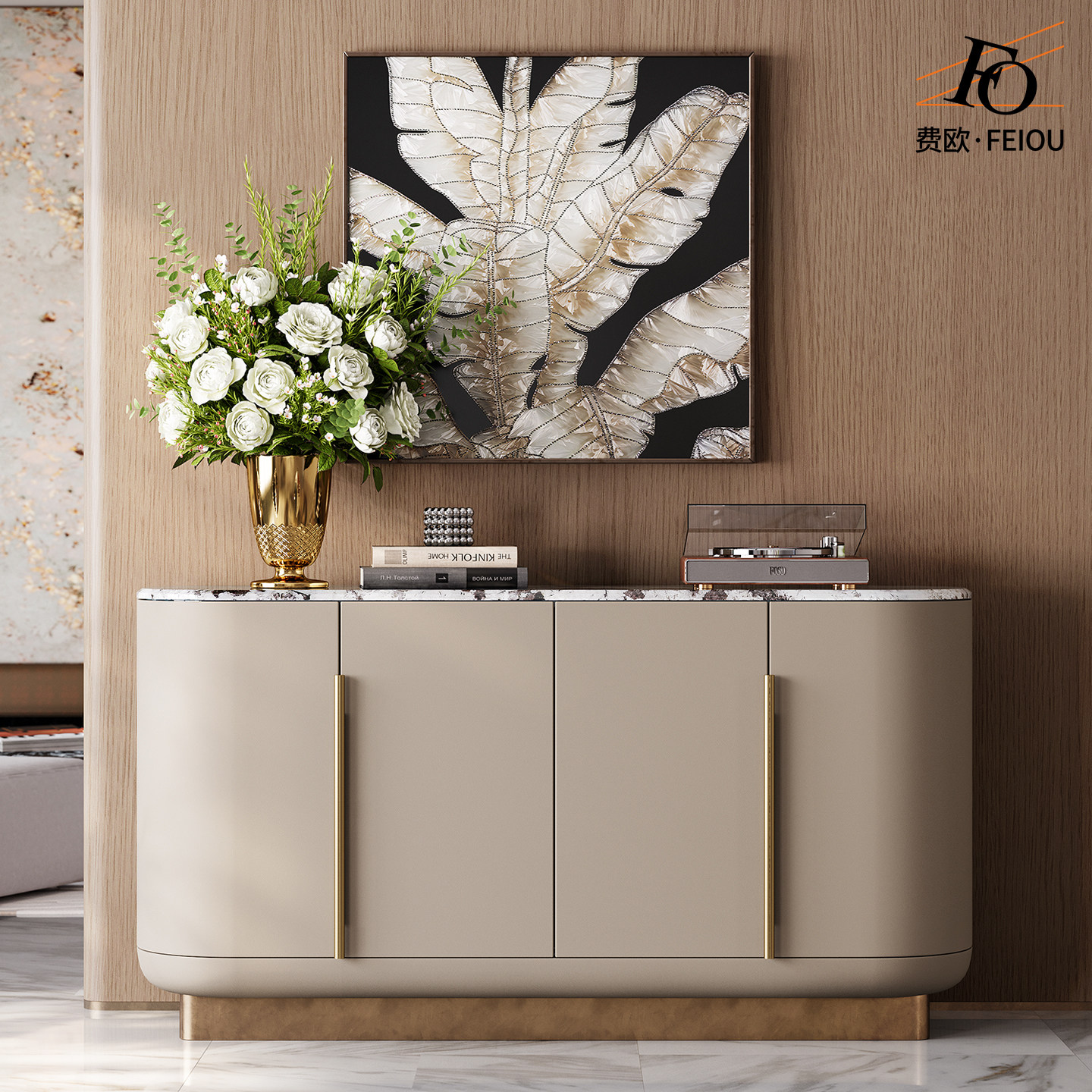 高级感轻奢餐边柜意式后现代豪宅大平层定制餐厅大理石储物玄关柜,住宅家具,餐边柜,淘宝优惠券,粉丝福利购,淘宝优惠卷