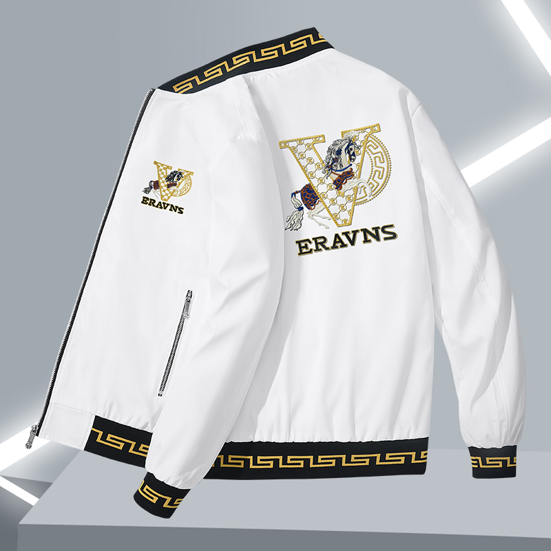 秋冬中国风V马刺绣加绒男士夹克