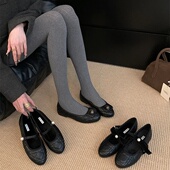 女款 2026新款 法式 香港专柜小香风内增高黑色加绒玛丽珍鞋 保暖单鞋