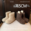 新款 2025冬季 毛毛短靴女雪地靴 保暖5cm内增高勃肯棉鞋 羊羔小土豆