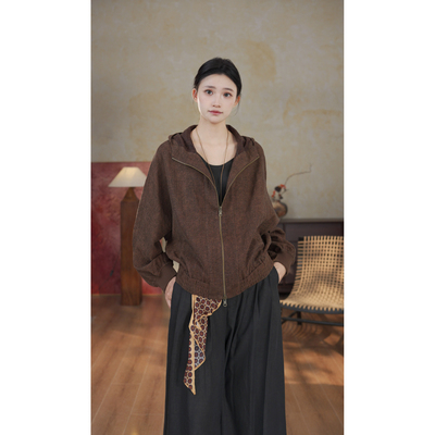 【晴岚】100%桑蚕丝气质新中式香云纱春季休闲宽松外套20653389