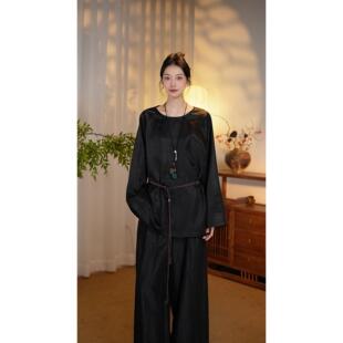 休闲夏季 昭月 桑蚕丝香云纱设计师款 宽松百搭上衣 长袖