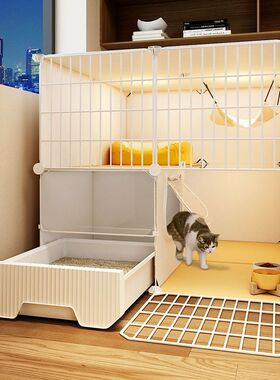 77和11猫笼子带厕所一体家用室内超大自由空间幼猫加密二层猫别墅