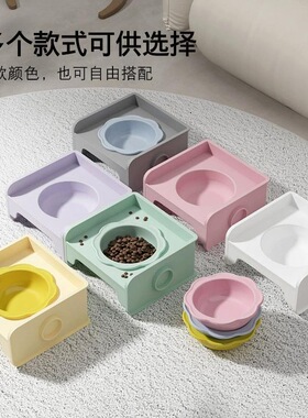 宠物方形猫碗架食区猫粮碗狗碗猫食盆硅胶宠物碗水碗粮防打翻护颈