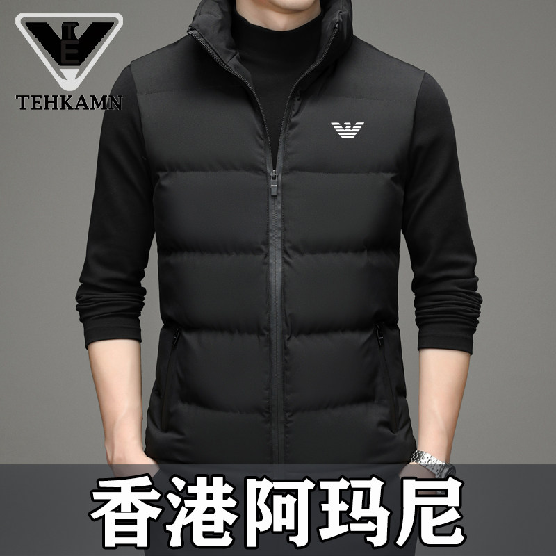 奥特莱斯秋冬季品牌白色马甲男款2023新款高端男士运动棉服外穿