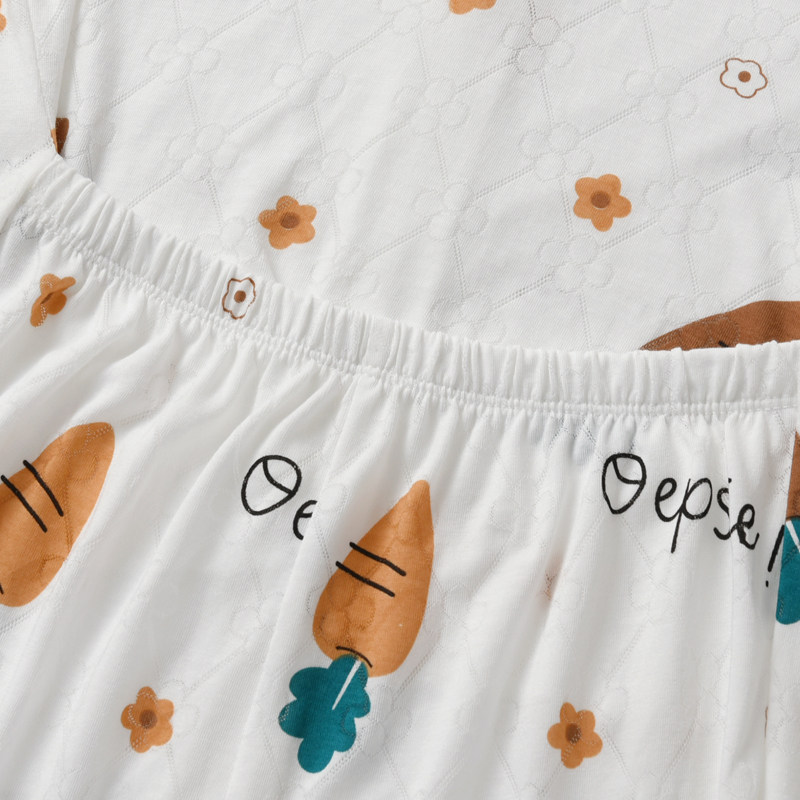 OLDER CHILDRENS SUMMER THIN ONE-PIECE PAJAMAS BAMBOO FIBER CARTOON BABY SHORT SLEEVE BOYS GIRLS CHILDRENS AIR CONDITIONED CLOTHES LONG SLEEVE LOUNGEWEAR