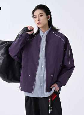 New Bcfauae NB紫色拉链装饰棒球服夹克外套男款秋季外衣上衣