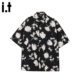 Bcfauae 夏季 NB薄款 衬衫 New 新款 印花冰丝短袖 男款 高级感上衣
