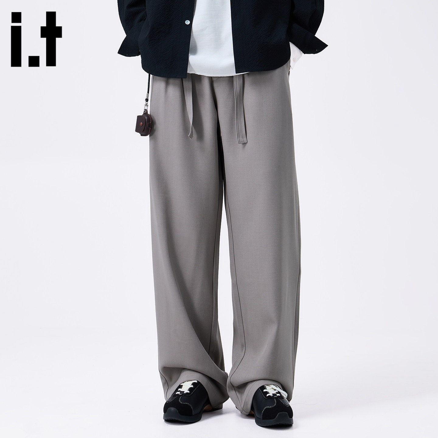 New Bcfauae NB腰带设计宽松西装裤男款新款秋季阔腿西裤长裤