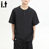 夏时青春流行常规时尚 New t恤男式 新款 BcfauaeNB潮流美式 亨利短袖