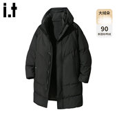 Bcfauae NB黑色长版 羽绒服男士 New 冬季 保暖90白鸭绒加厚连帽外套