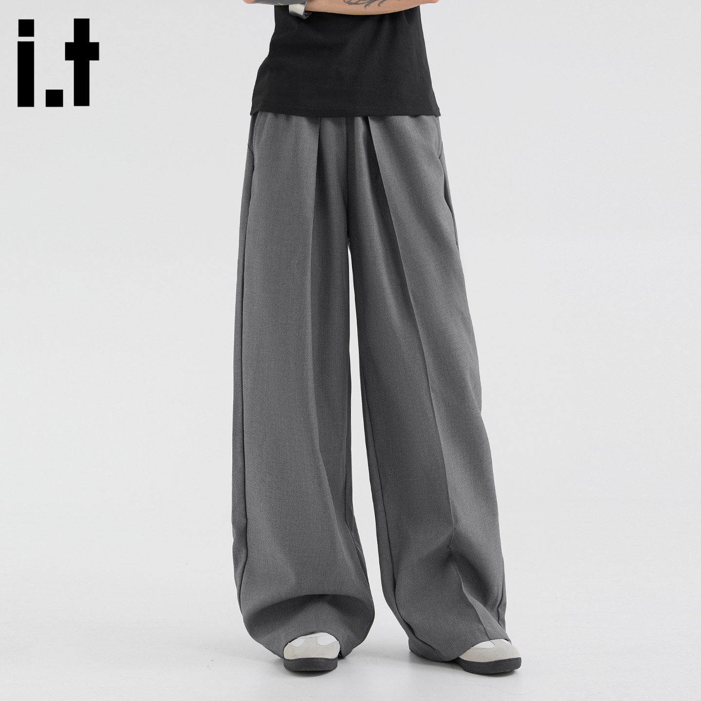 New Bcfauae NB灰色宽松西装裤男女款新款夏季休闲宽裤长裤