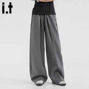New Bcfauae NB灰色宽松西装裤男女款新款夏季休闲宽裤长裤