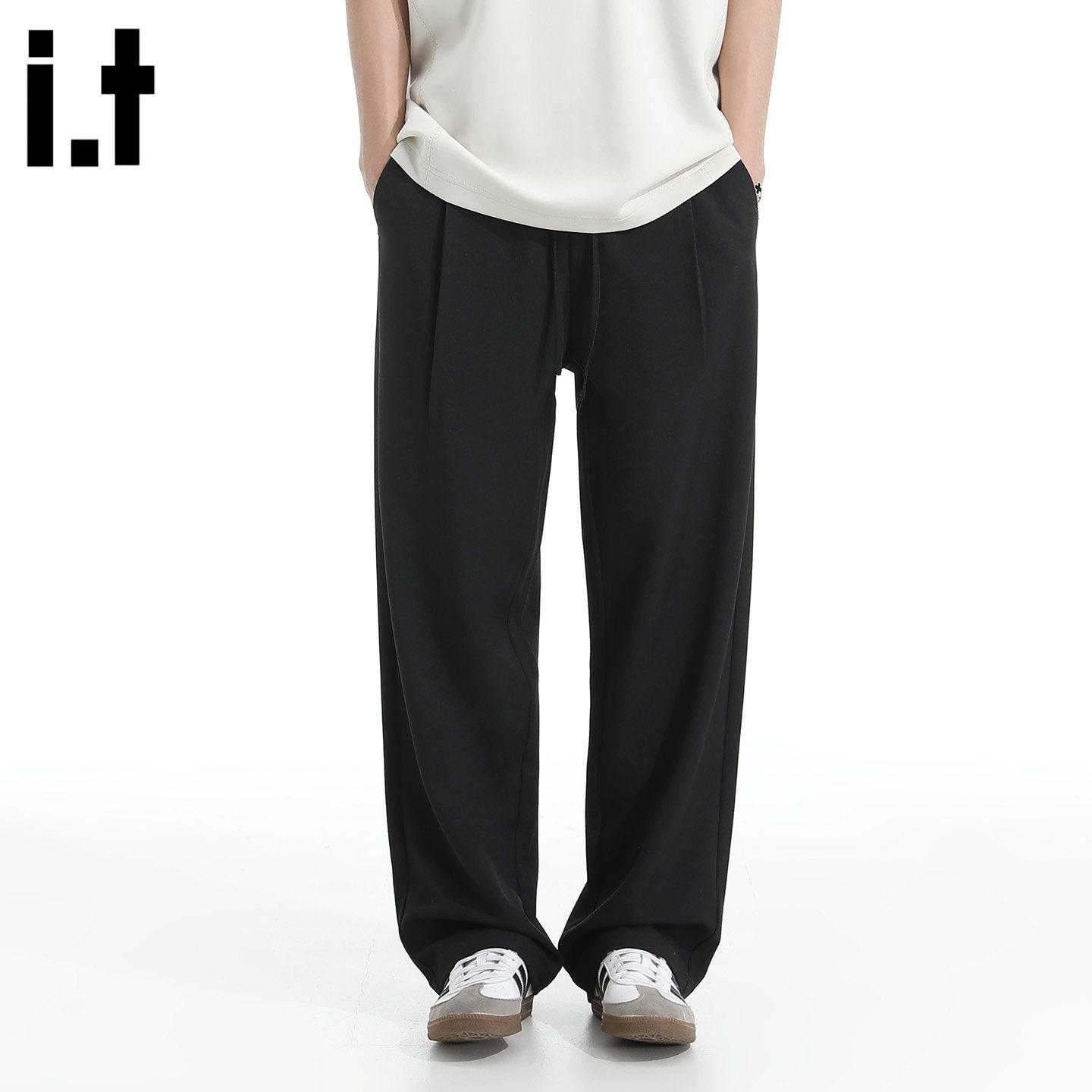 New Bcfauae NB黑色西装裤冰丝薄款直筒裤男女新款休闲裤长裤