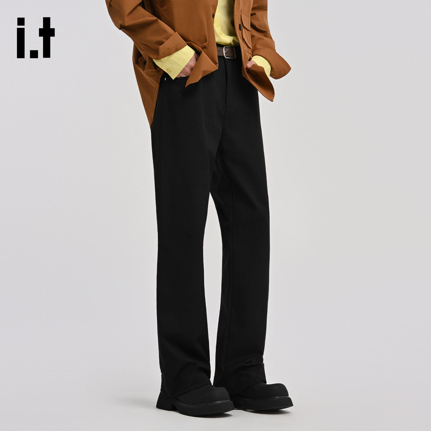 New Bcfauae NB时尚黑色简约垂感西装裤男士春秋休闲直筒长裤