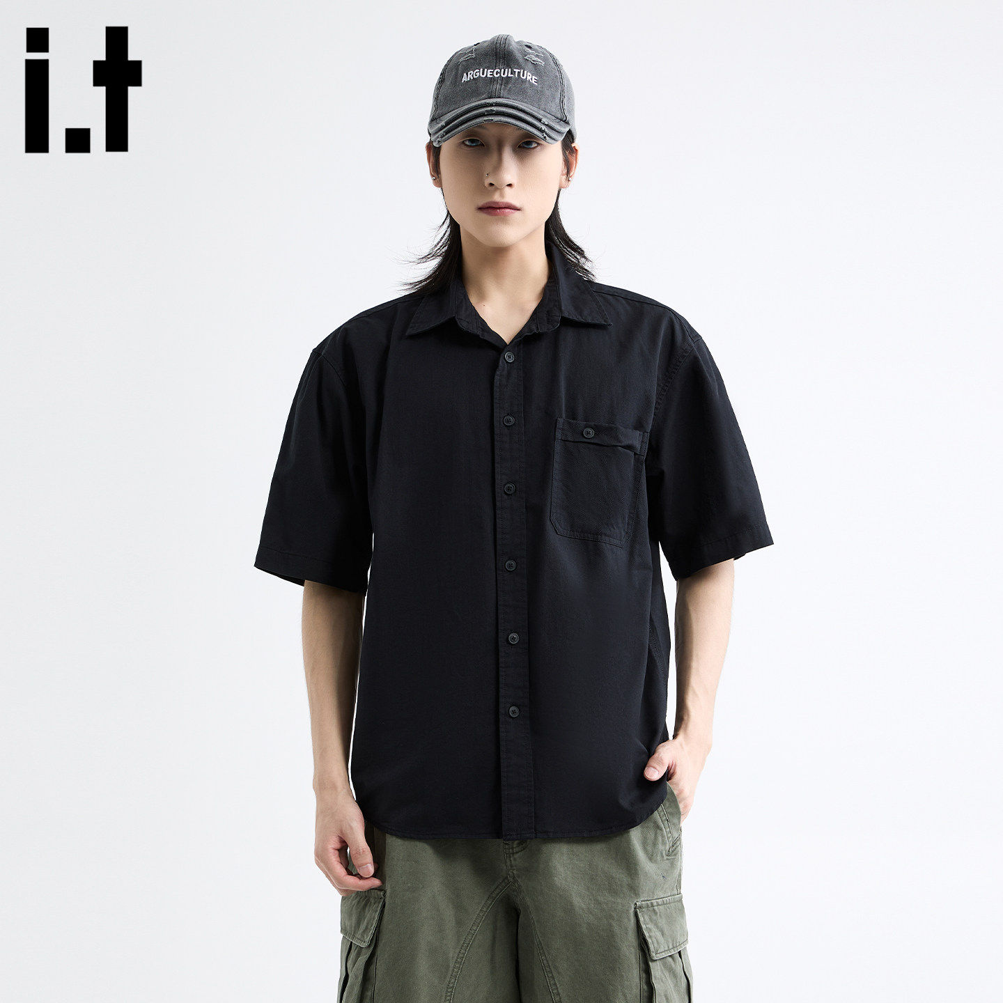 New Bcfauae NB男士高级感短袖衬衫男款新款夏季宽松痞帅上衣