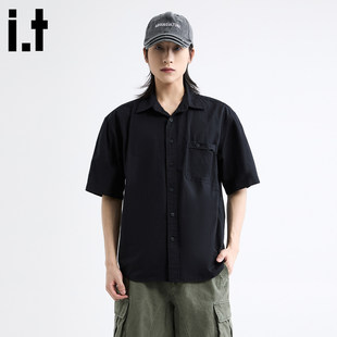 New Bcfauae NB男士高级感短袖衬衫男款新款夏季宽松痞帅上衣