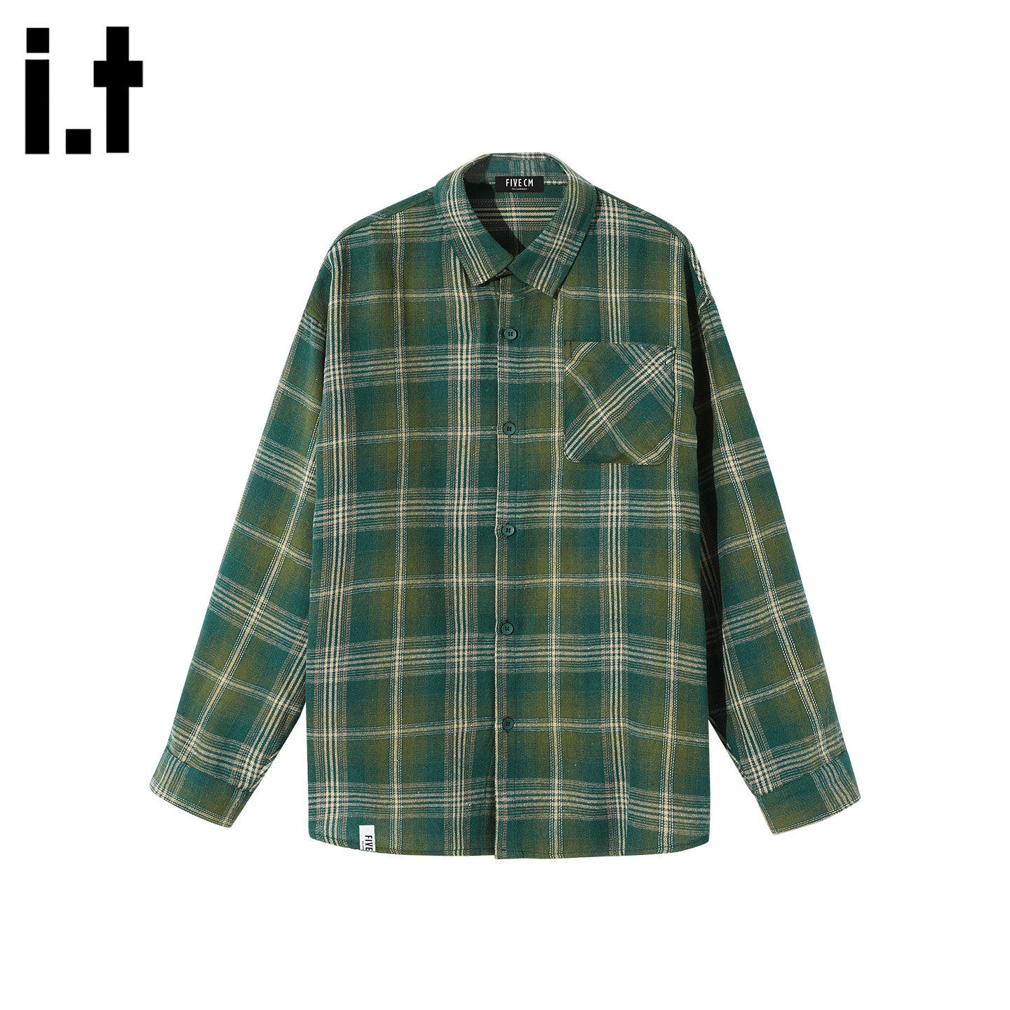 New Bcfauae NB绿色格子长袖衬衫男款新款秋季宽松高级感上衣