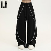 New 男女拼接设计嘻哈夏街舞运动阔腿 裤 Bcfauae NB潮牌冰丝休闲