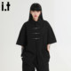 Bcfauae 新款 NB男女同款 New 黑色短袖 衬衫 宽松衬衫 设计感上衣