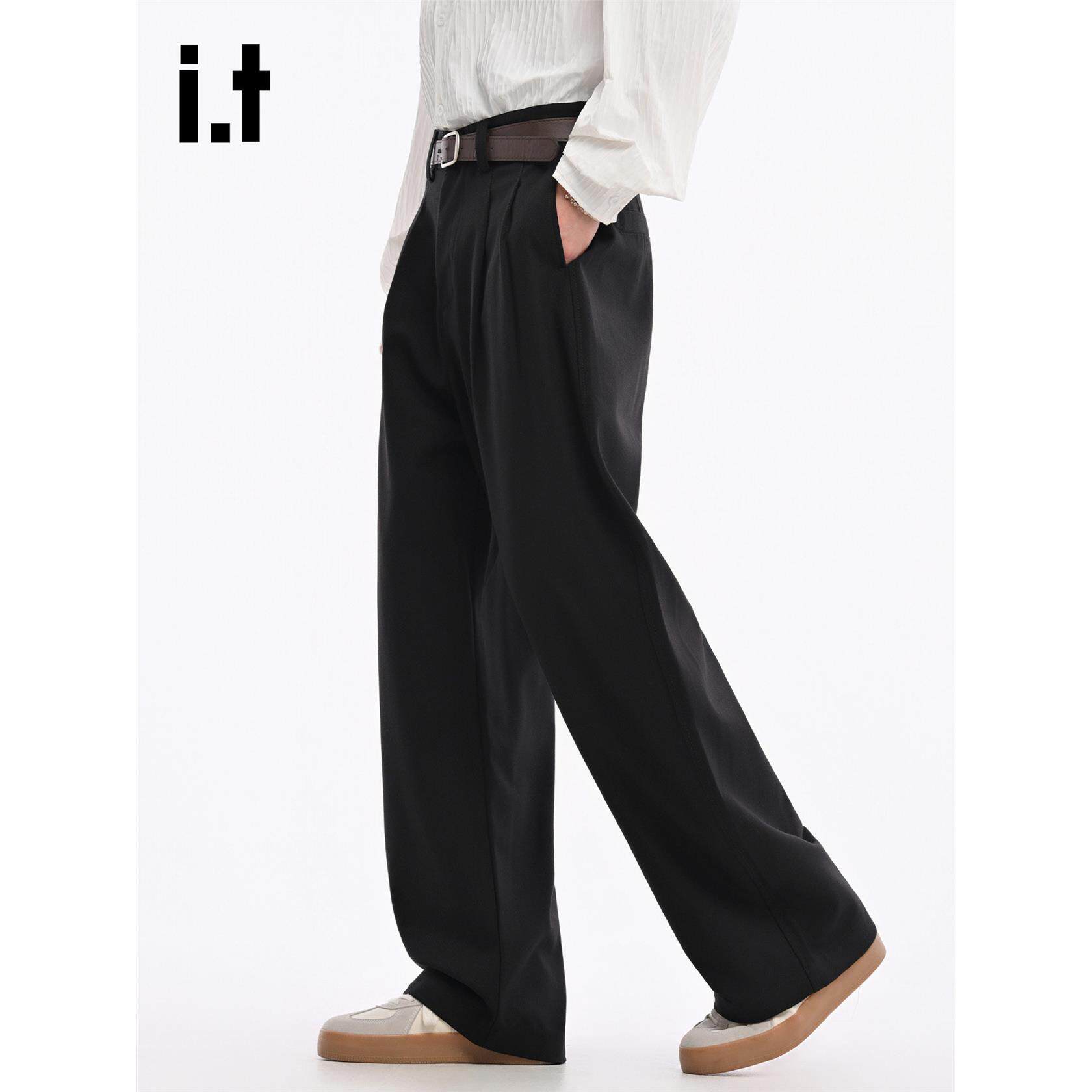 New Bcfauae NB黑色宽松垂感休闲西装裤男士春秋季直筒裤长裤