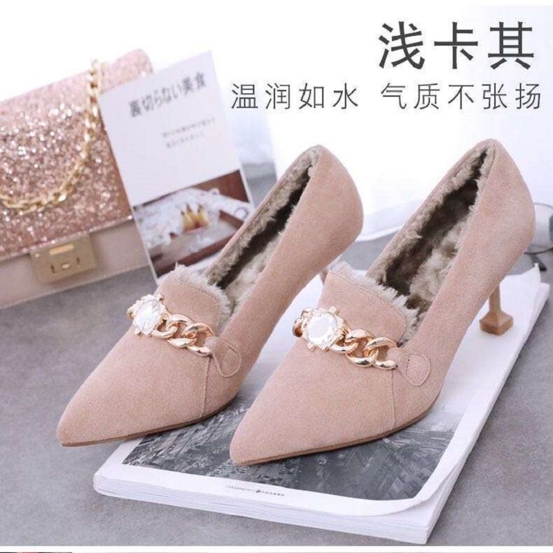 2025新款秋冬加绒女鞋毛毛尖头高跟鞋女深口单鞋女士冬季细跟鞋子,女鞋,深口单鞋,淘宝优惠券,粉丝福利购,淘宝优惠卷