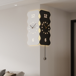 客厅家用静音转角时钟现代拐角双面挂钟简约餐厅钟表挂表 2025新款