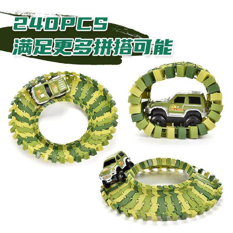 PLASTIC INTERACTIVE SIMULATION SCENE: CAR DINOSAUR BUILDING BLOCKS TRACKS TOYS SURPRISES PASSES SLIDES RAILS RAILS