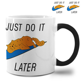 LATER恶搞创意辛普森变色杯安全马克杯陶瓷水杯 拖延症JUST