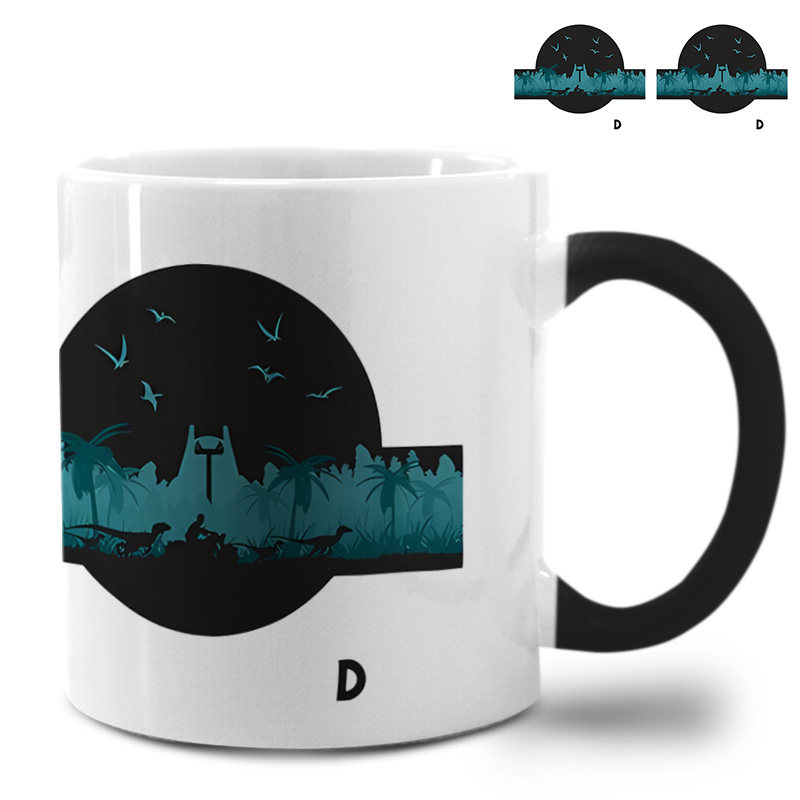 ins侏罗纪世界3恐龙公园霸王龙变色杯卧室外贸出口马克杯陶瓷水杯