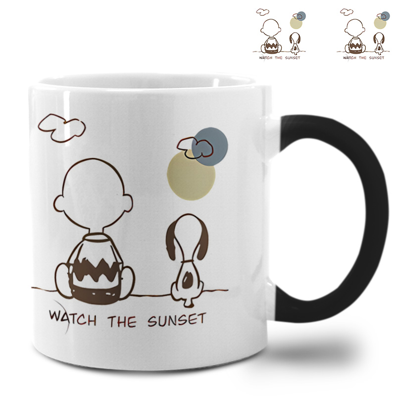 diy查理布朗联名史努比2变色杯家用可用学生超大号马克杯陶瓷水杯