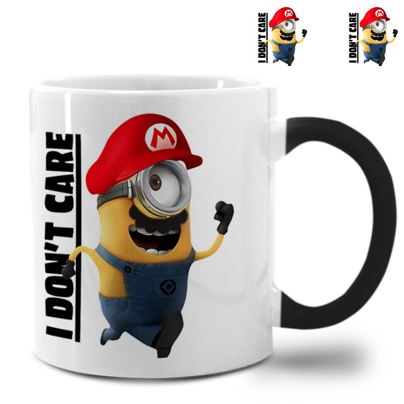 ins小黄人联名马里奥变色杯轻奢咖啡毕业礼物450ml马克杯陶瓷水杯