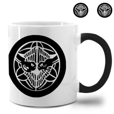 日本战国家徽六文钱织田信长真田幸村变色杯喝茶马克杯陶瓷水杯子