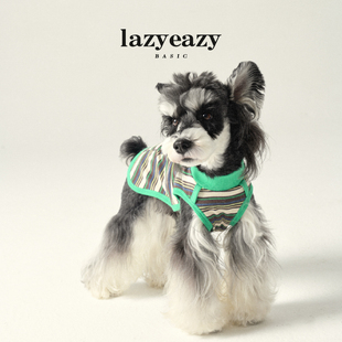 Lazyeazy宠物狗狗衣服舒适撞色棉条纹背心打底衫春秋中小型犬衣服