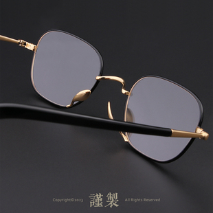 一体鼻托金子万年龟眼镜手工复古方框超轻纯钛近视防蓝光眼镜框潮