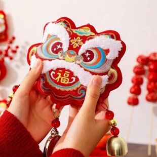 睦易工艺|福字刺绣小挂件入户大门把手挂饰2026马年新款春节过年