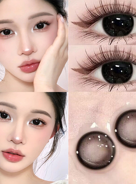 黑色半年抛美瞳大直径狗狗眼泰式亚裔隐形眼镜正品官网旗舰店EJL