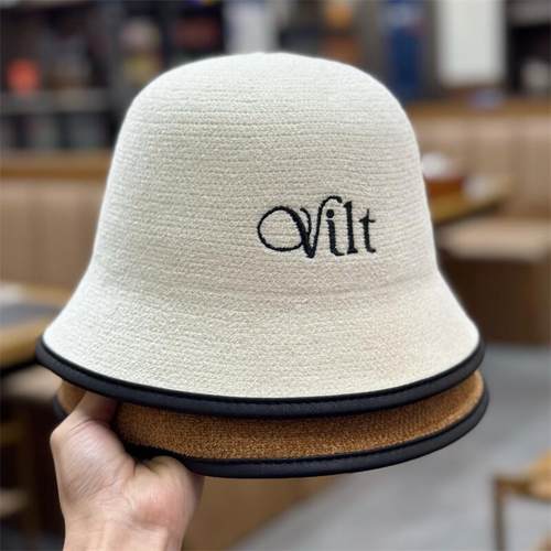 日系刺绣字母针织帽子女秋冬百搭渔夫帽新款出游保暖水桶帽潮