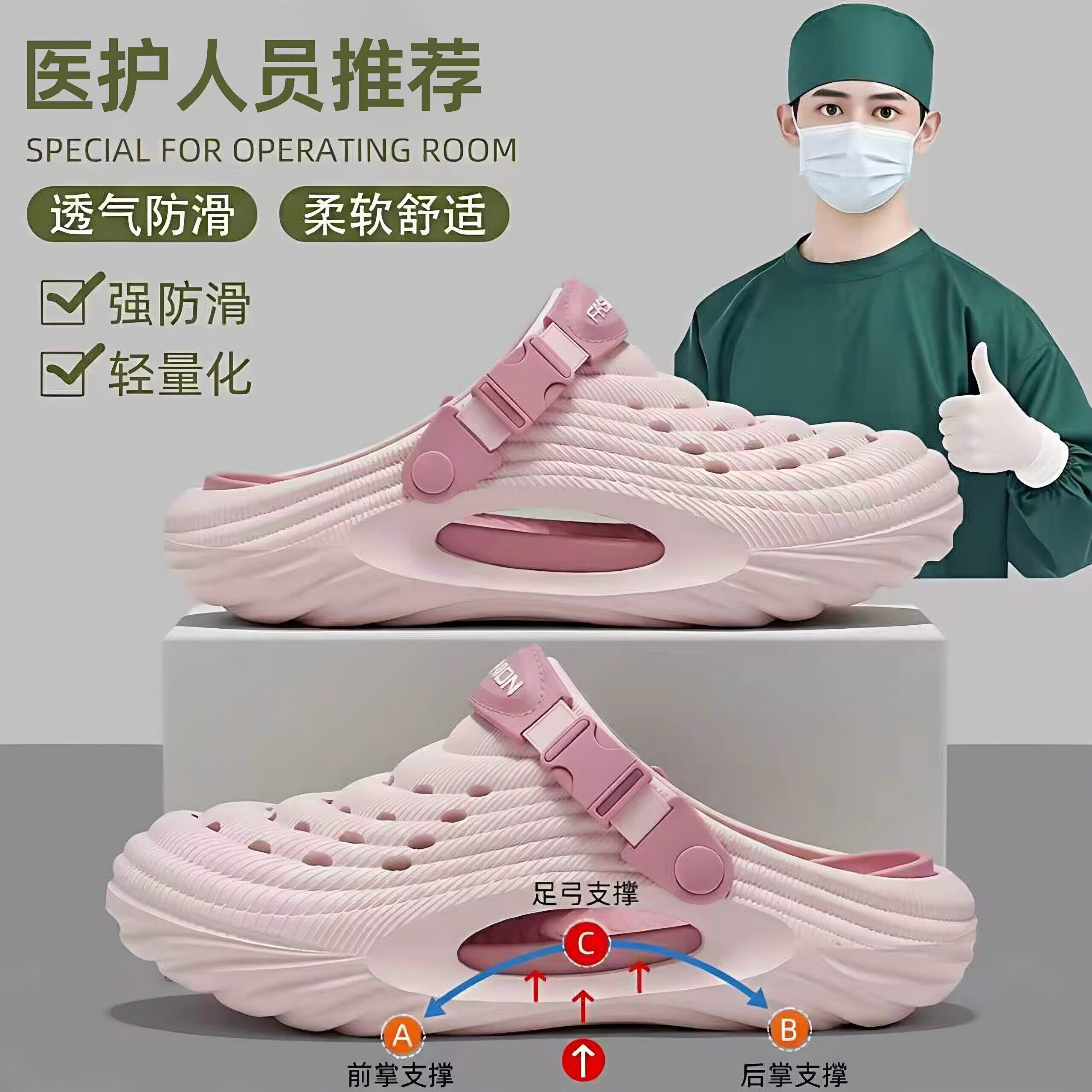 EVA医用手术室拖鞋女2026新款夏季外穿洞洞鞋防臭防滑足弓支撑男