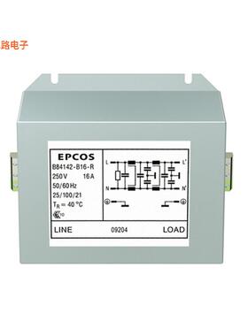 B84142B0016R000 -原装[LINE FILTER 250VAC/VDC 16A CHASS单相