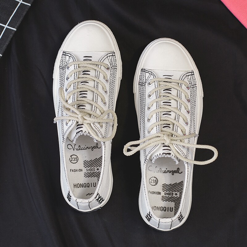 Versatile 2019 new pattern canvas shoe White shoes Korean Edition Harajuku ulzzang skate shoes student Cloth shoes chic summerin the Women's Shoes, Canvas shoes  category - from Buy2taobao.com to provide professional Taobao agent buy service