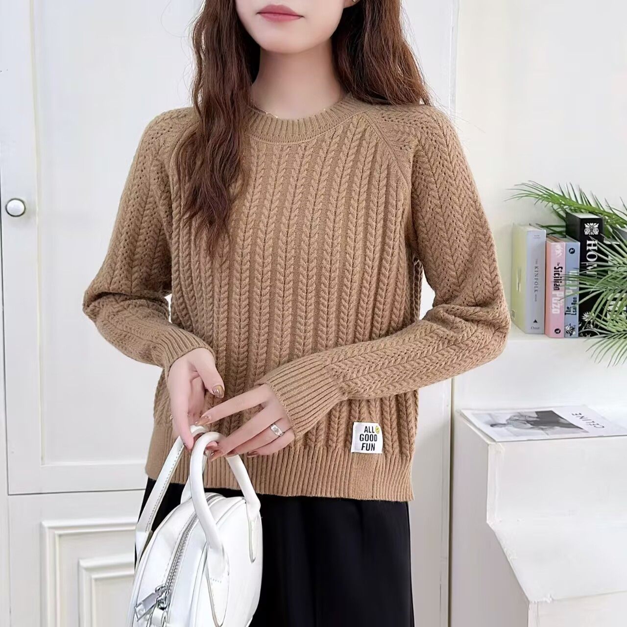 清仓折扣纯色麻花提花毛衣针织衫女秋冬季短款时尚洋气打底衫上衣,女装/女士精品,毛衣,淘宝优惠券,粉丝福利购,淘宝优惠卷