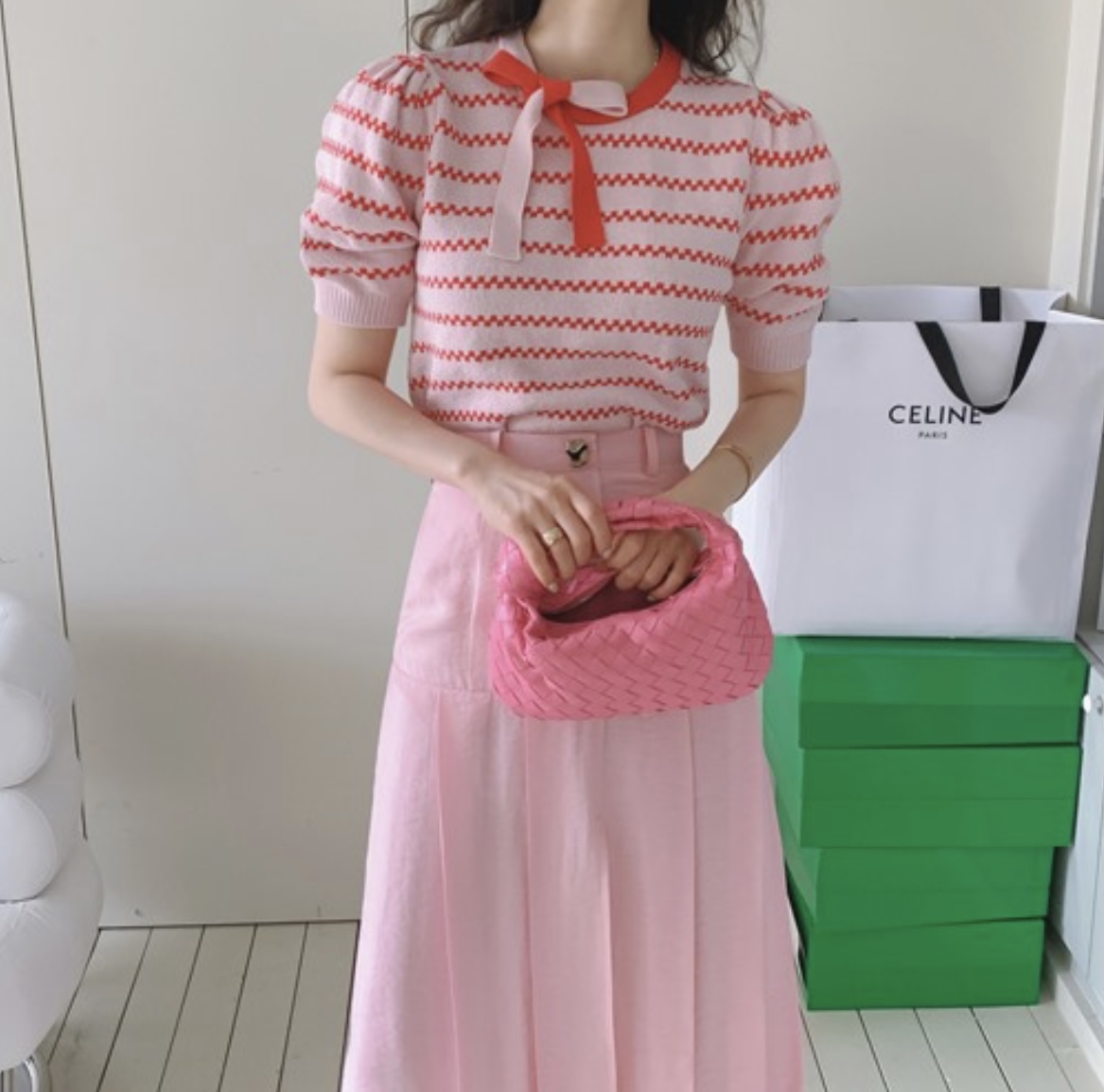 Unique button skirt with Knitted Top