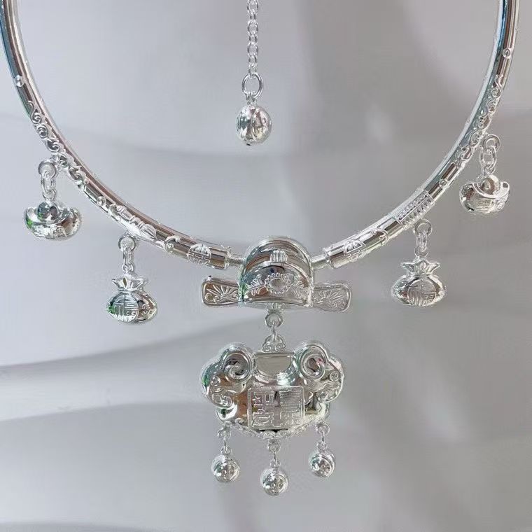 新款足银999宝宝项圈长命富贵