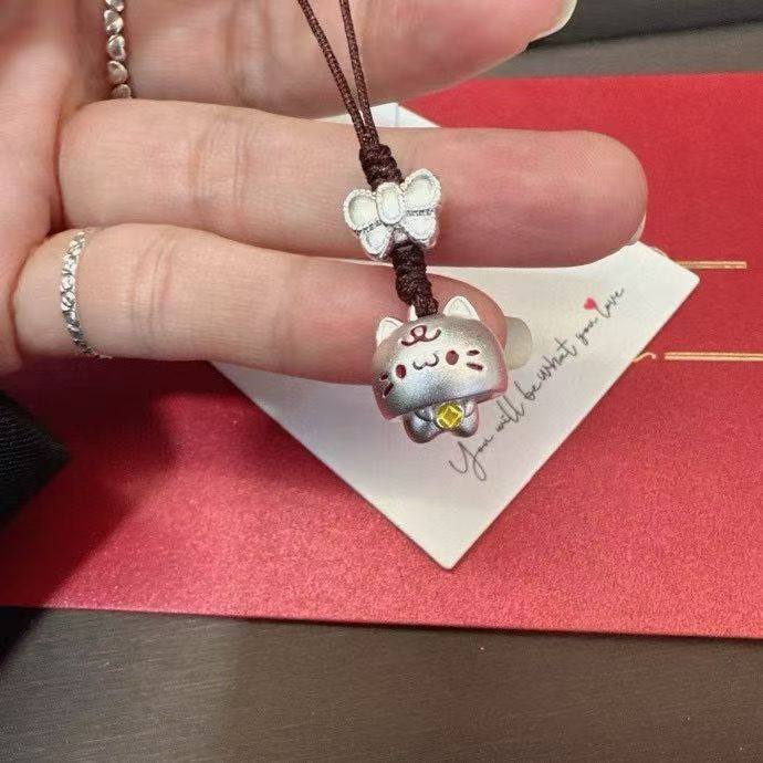 足银999新款躲猫猫挂坠配件蝴蝶